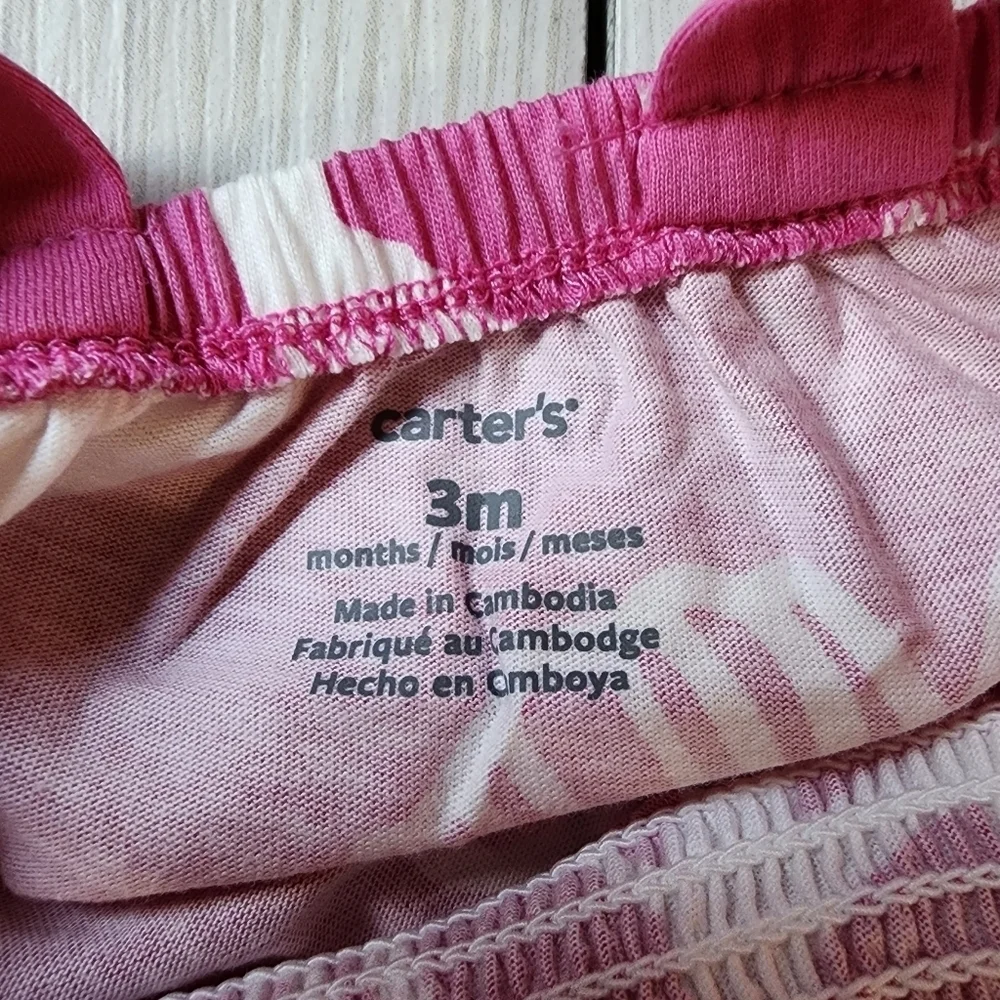 Carter's tropical pink tank top and white short set Size 3 MO NWT